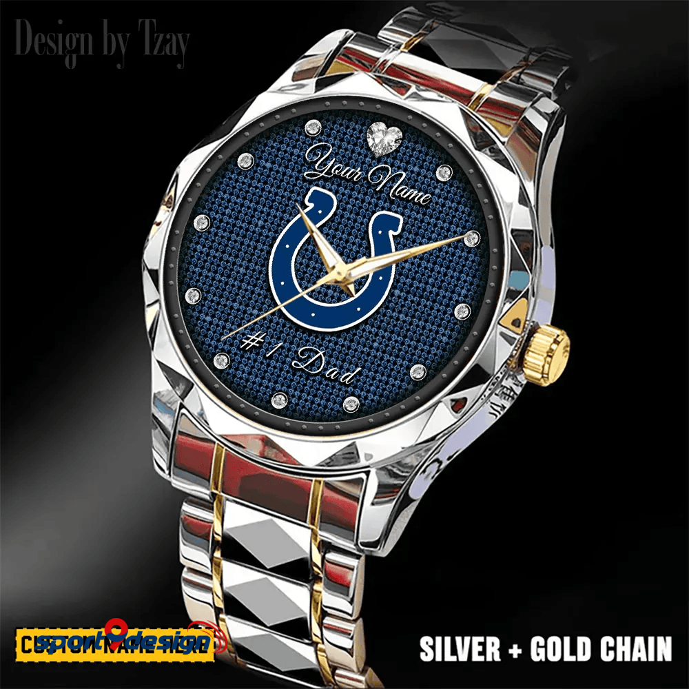 Indianapolis Colts #1 Dad Luxury Diamond Men Watch Father's Day Gift
