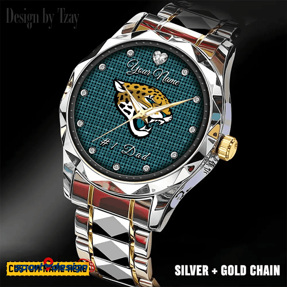 Jacksonville Jaguars #1 Dad Luxury Diamond Men Watch Father's Day Gift