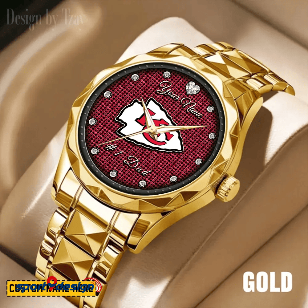 Kansas City Chiefs #1 Dad Luxury Diamond Men Watch Father's Day Gift