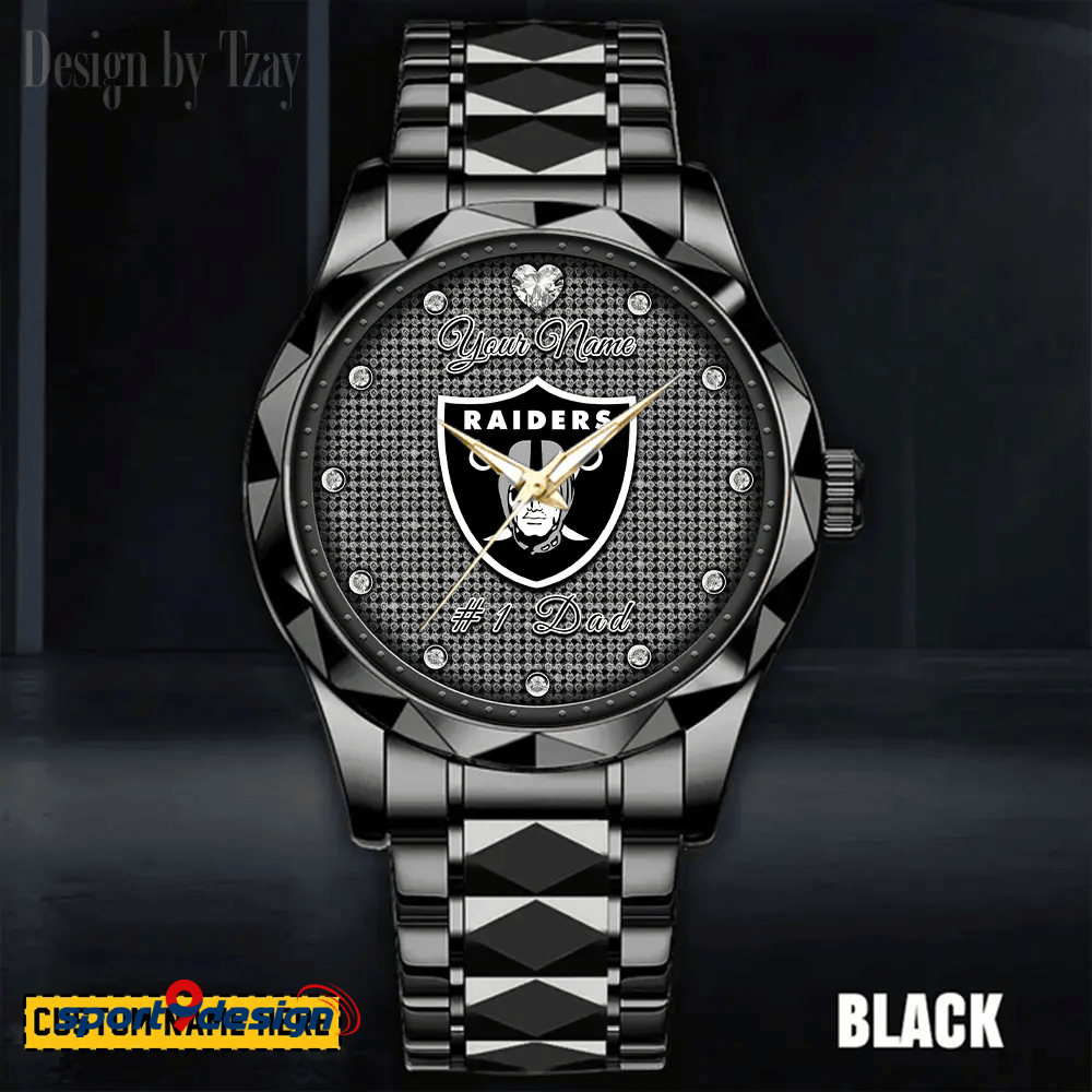 Las Vegas Raiders #1 Dad Luxury Diamond Men Watch Father's Day Gift