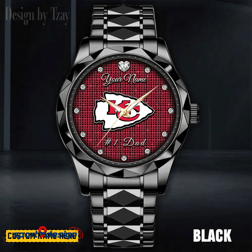 Kansas City Chiefs #1 Dad Luxury Diamond Men Watch Father's Day Gift