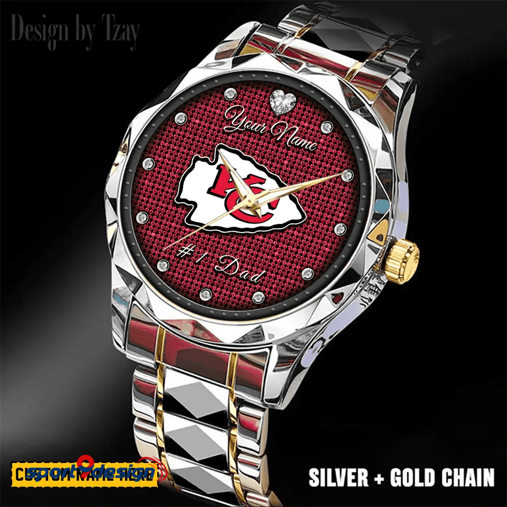 Kansas City Chiefs #1 Dad Luxury Diamond Men Watch Father's Day Gift