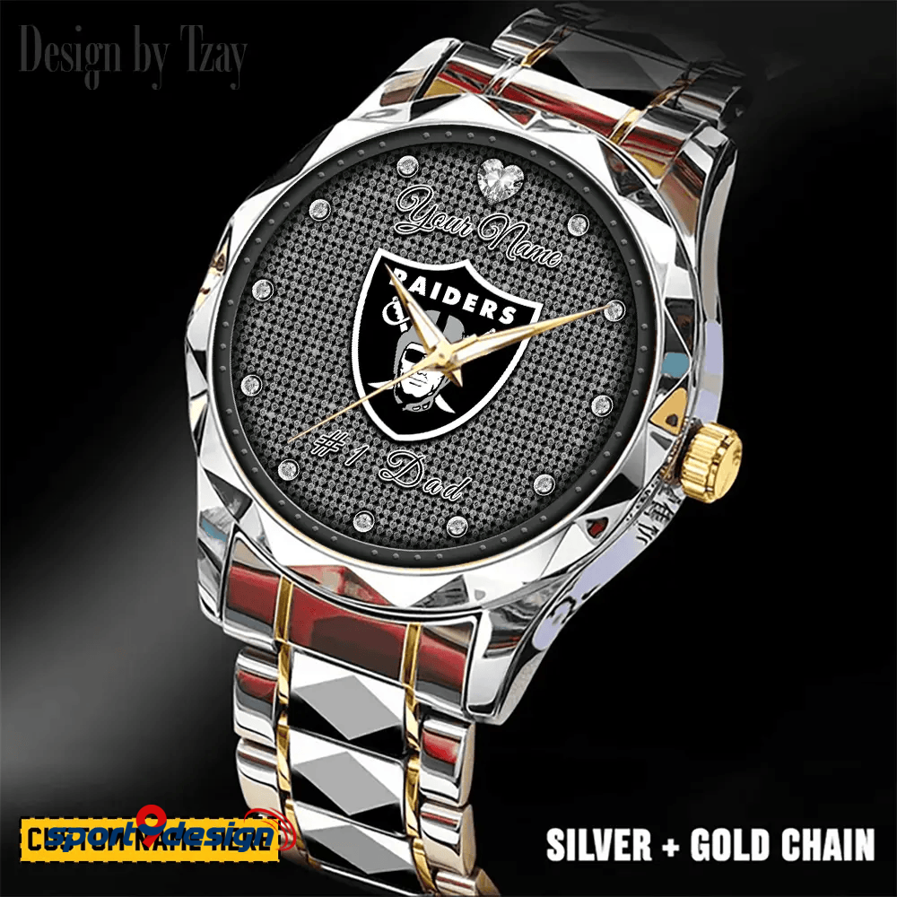 Las Vegas Raiders #1 Dad Luxury Diamond Men Watch Father's Day Gift