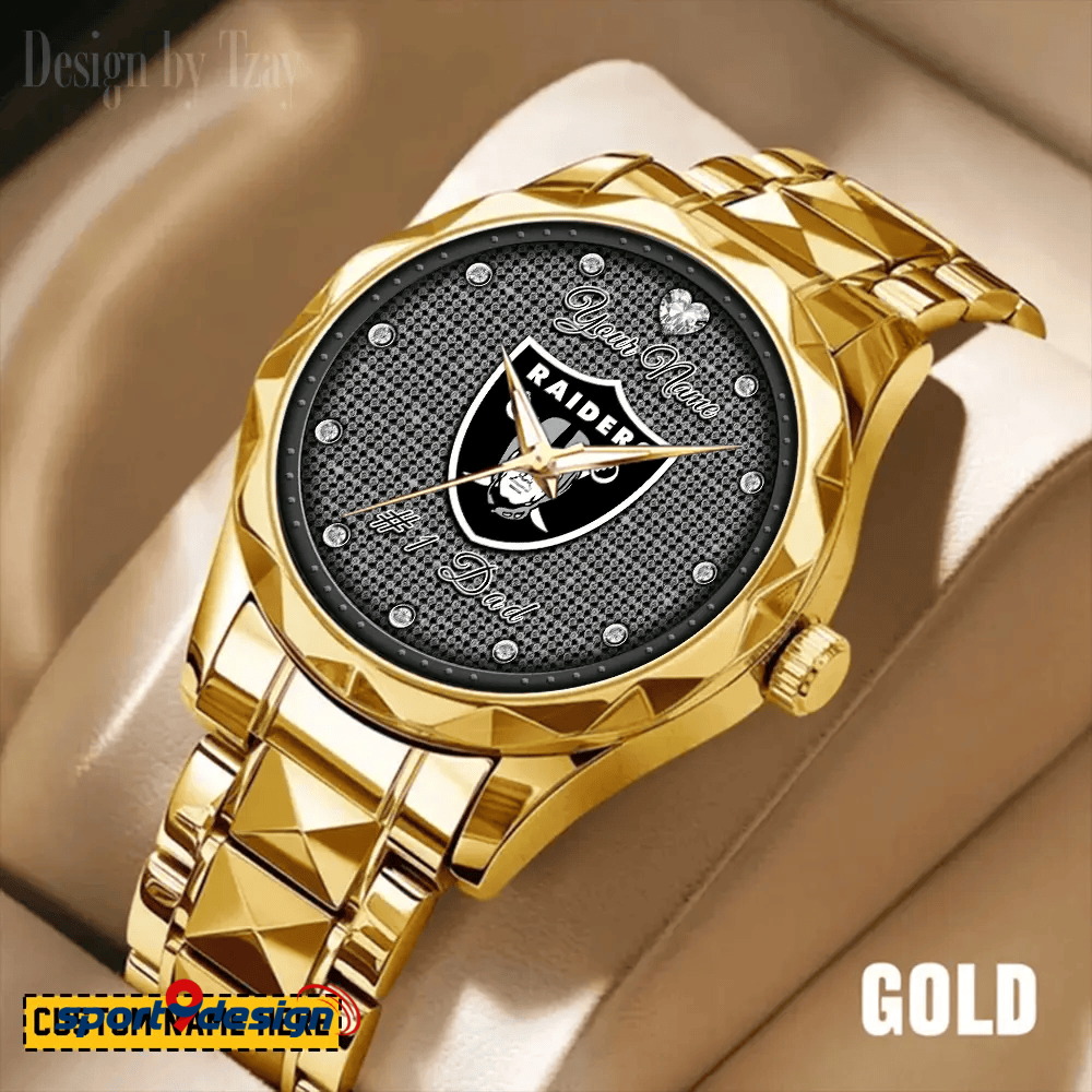 Las Vegas Raiders #1 Dad Luxury Diamond Men Watch Father's Day Gift