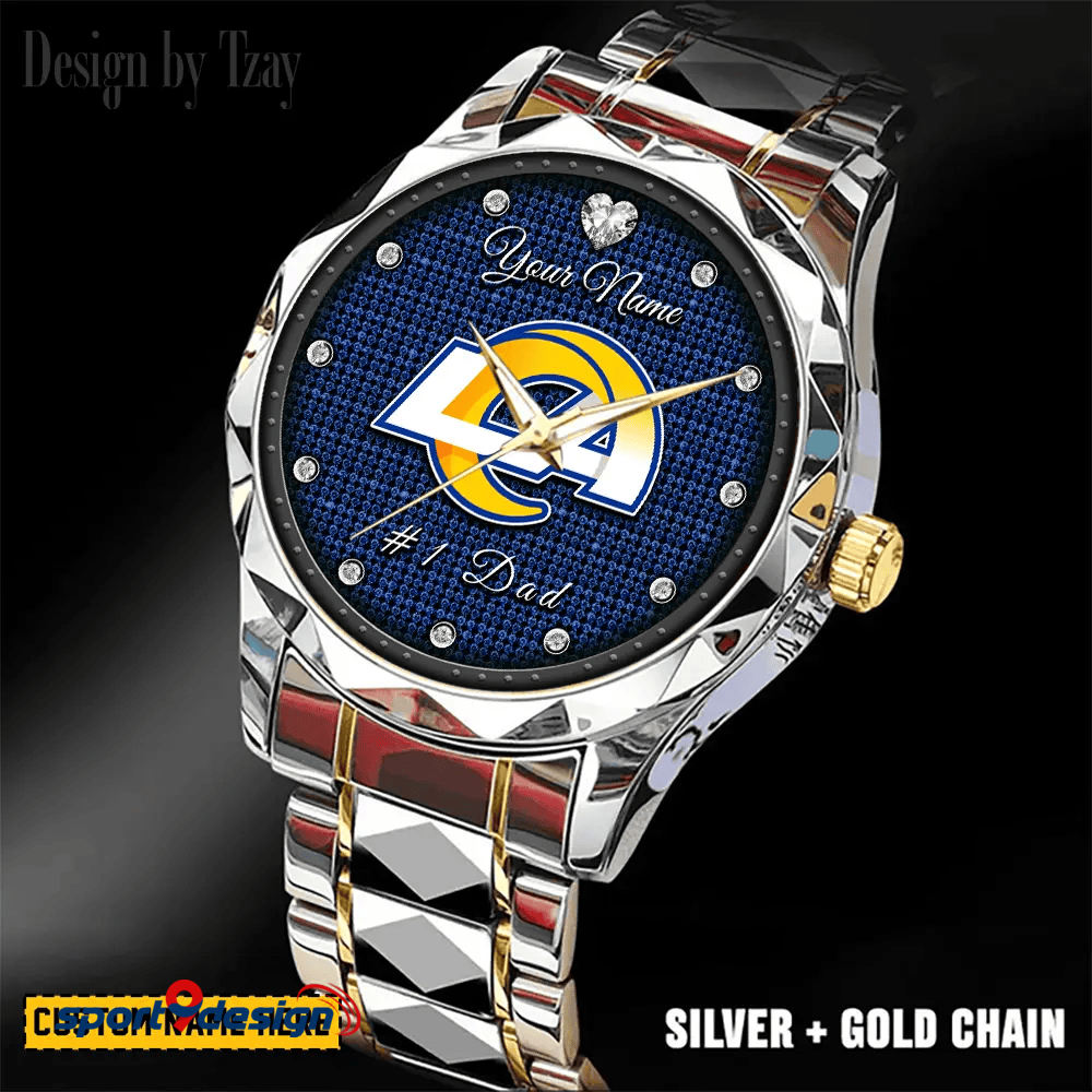 Los Angeles Rams #1 Dad Luxury Diamond Men Watch Father's Day Gift
