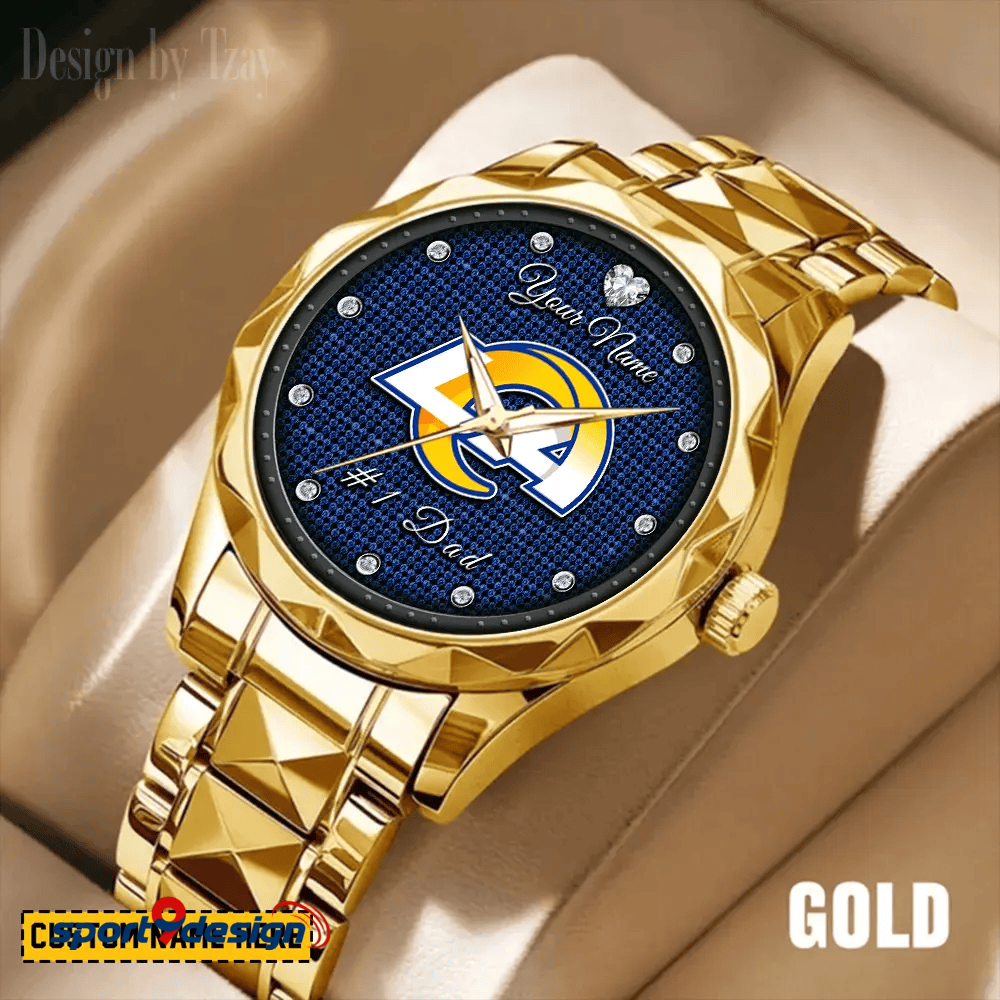 Los Angeles Rams #1 Dad Luxury Diamond Men Watch Father's Day Gift