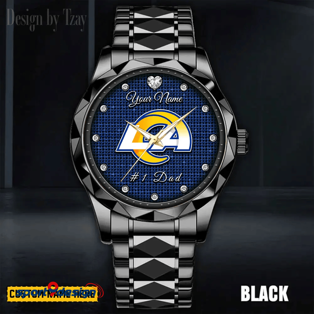 Los Angeles Rams #1 Dad Luxury Diamond Men Watch Father's Day Gift