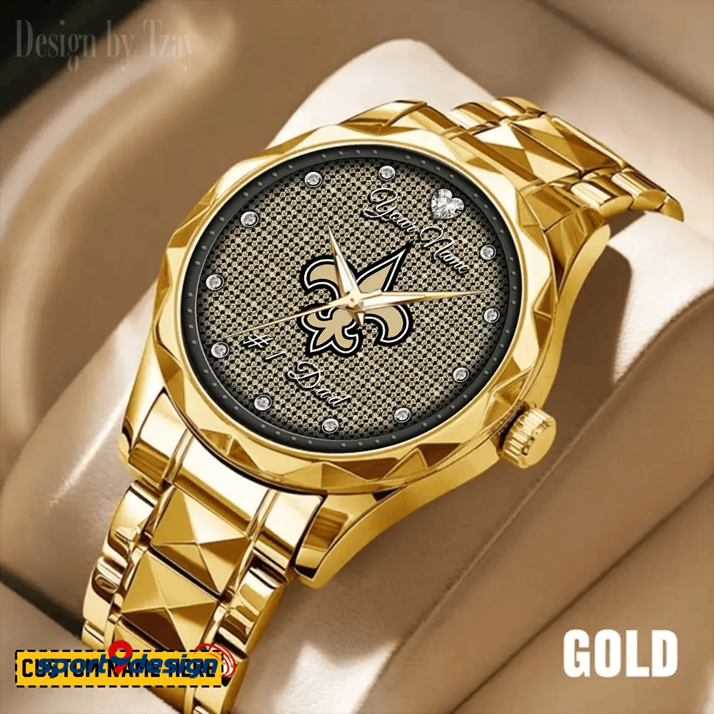 New Orleans Saints #1 Dad Luxury Diamond Men Watch Father's Day Gift