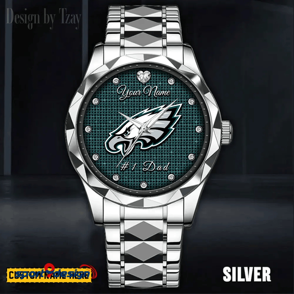 Philadelphia Eagles #1 Dad Luxury Diamond Men Watch Father's Day Gift