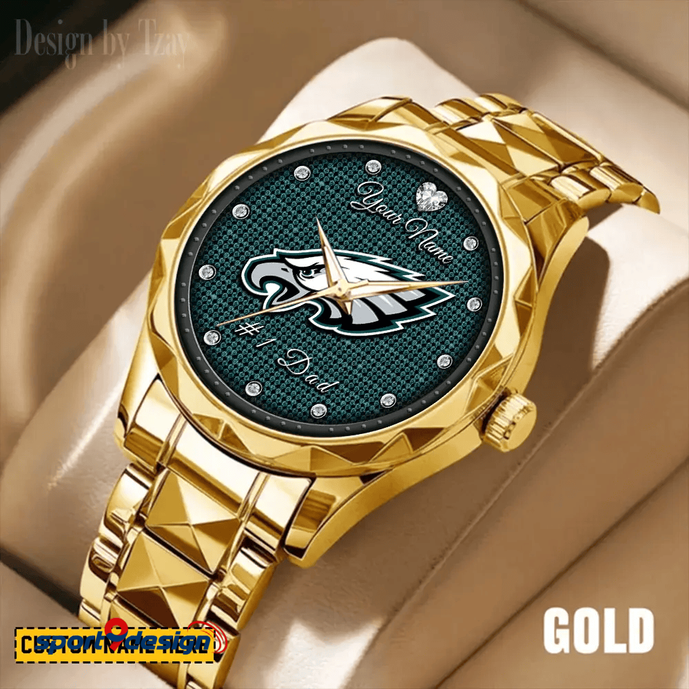 Philadelphia Eagles #1 Dad Luxury Diamond Men Watch Father's Day Gift