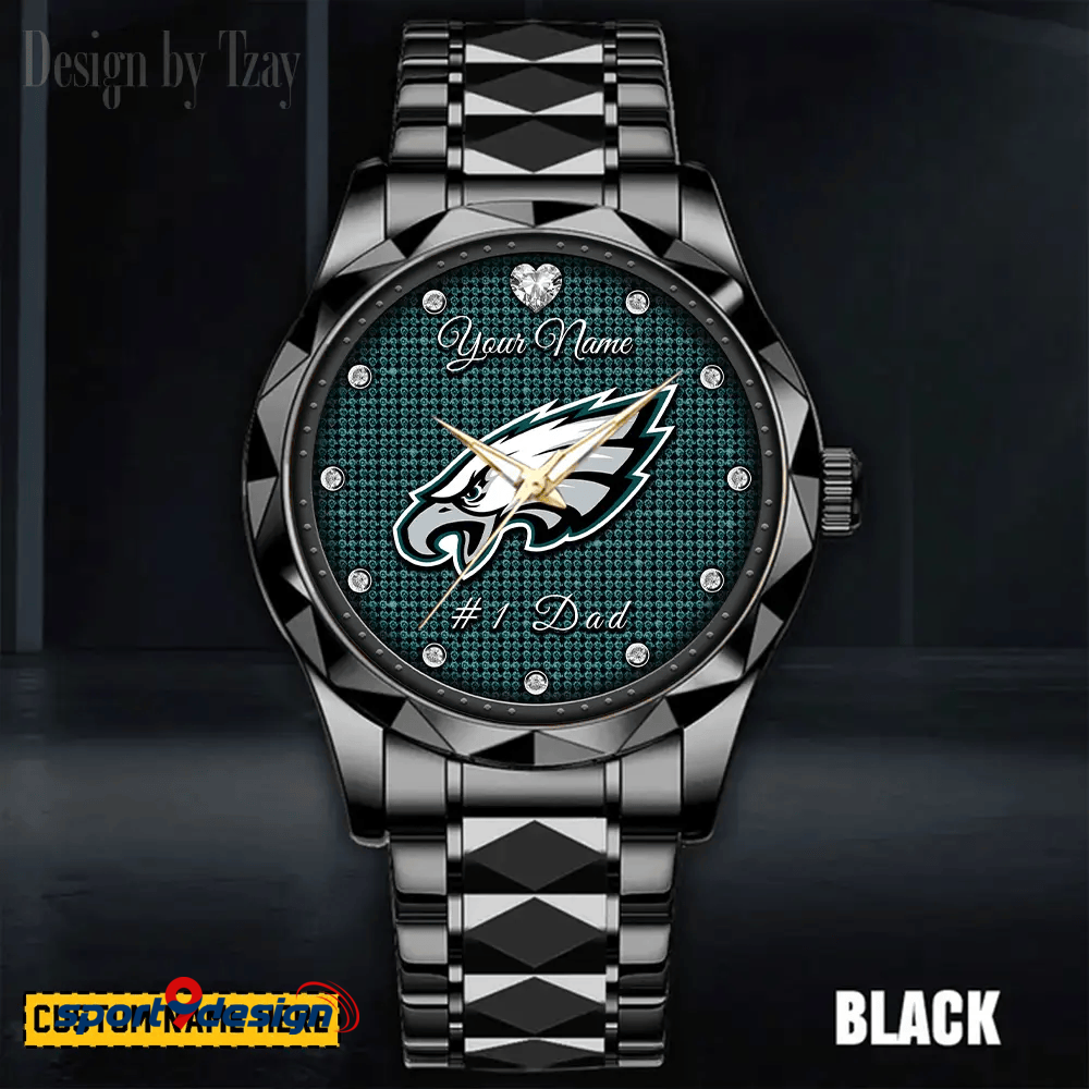 Philadelphia Eagles #1 Dad Luxury Diamond Men Watch Father's Day Gift