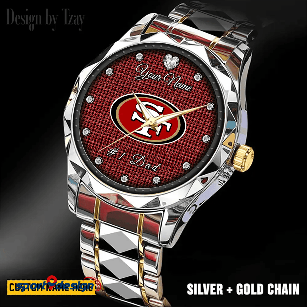 San Francisco 49ers #1 Dad Luxury Diamond Men Watch Father's Day Gift