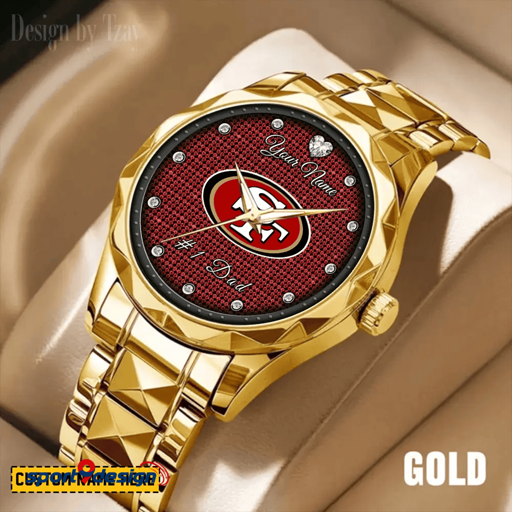 San Francisco 49ers #1 Dad Luxury Diamond Men Watch Father's Day Gift