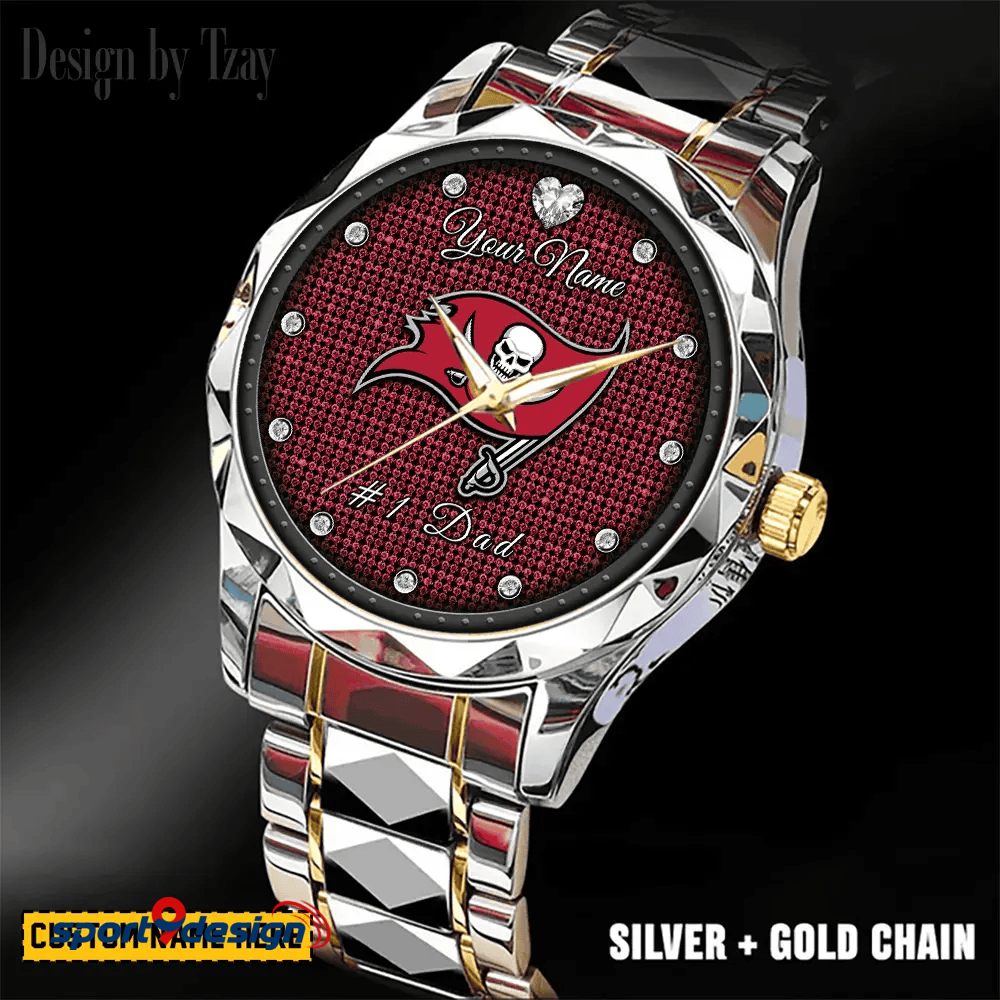 Tampa Bay Buccaneers #1 Dad Luxury Diamond Men Watch Father's Day Gift
