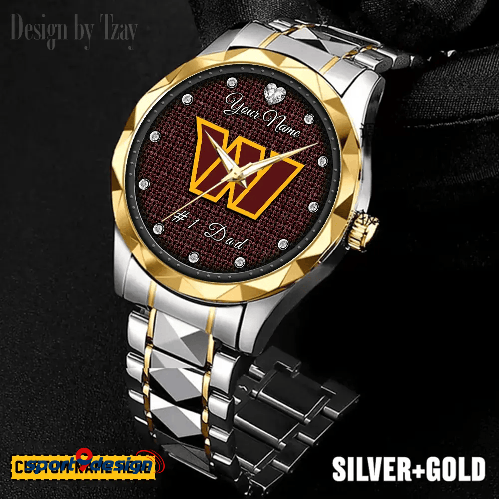 Washington Commanders #1 Dad Luxury Diamond Men Watch Father's Day Gift