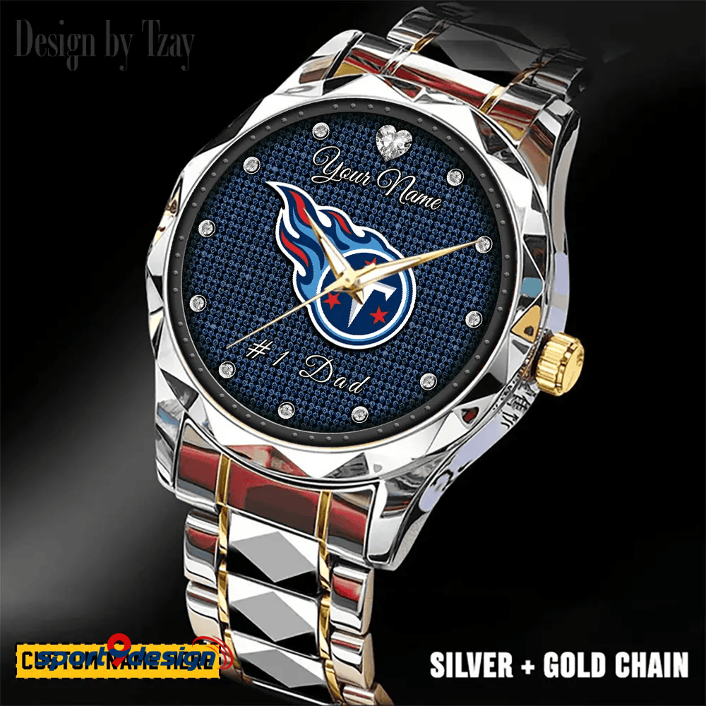 Tennessee Titans #1 Dad Luxury Diamond Men Watch Father's Day Gift