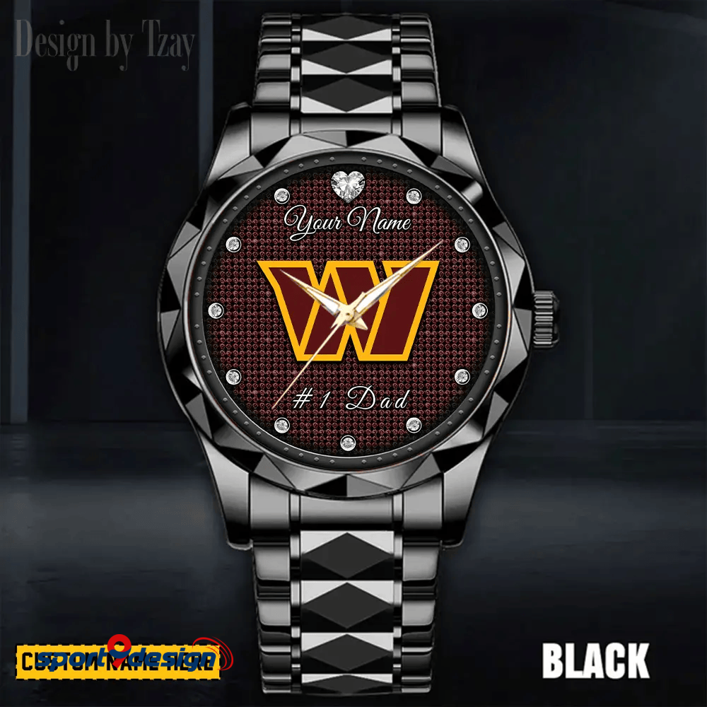 Washington Commanders #1 Dad Luxury Diamond Men Watch Father's Day Gift