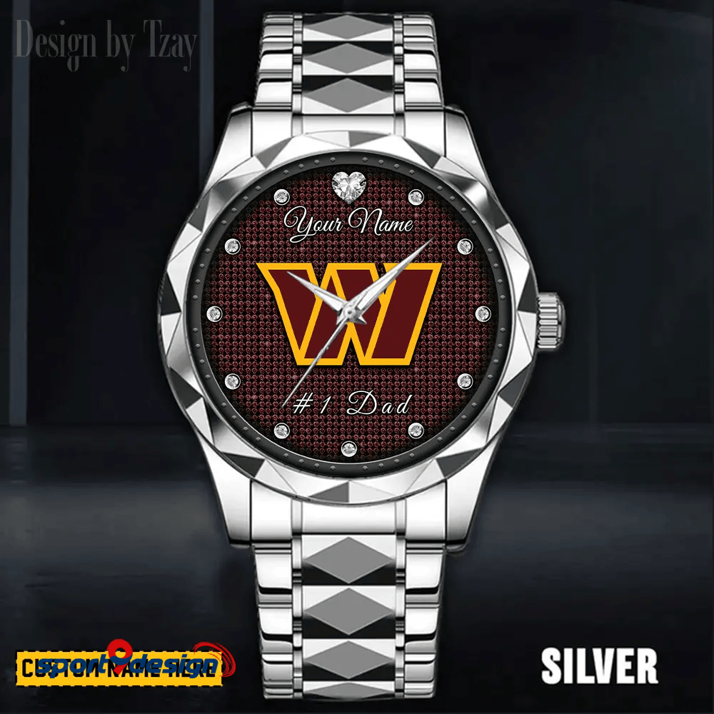 Washington Commanders #1 Dad Luxury Diamond Men Watch Father's Day Gift