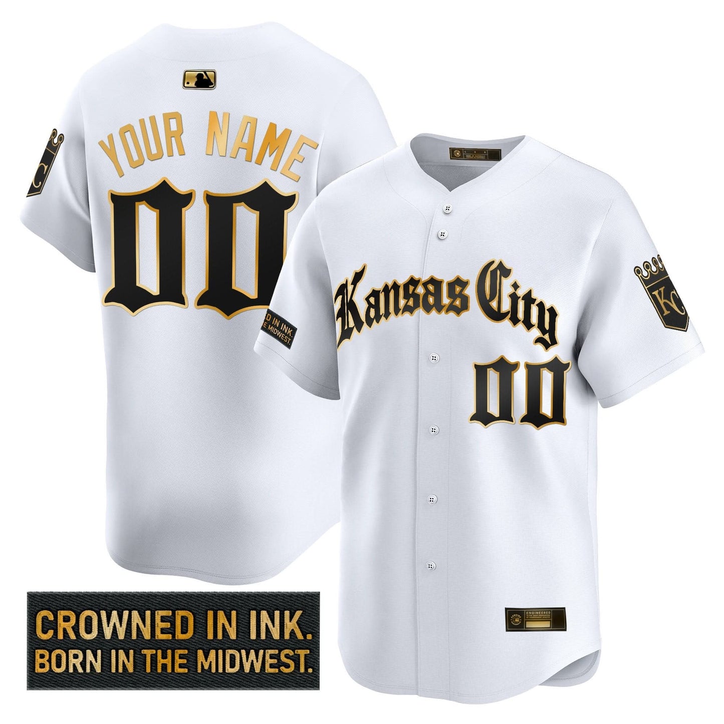 Kansas City Royals 'Gothic Crown Edition' Gold Vapor Premier Limited Custom Jersey - All Stitched