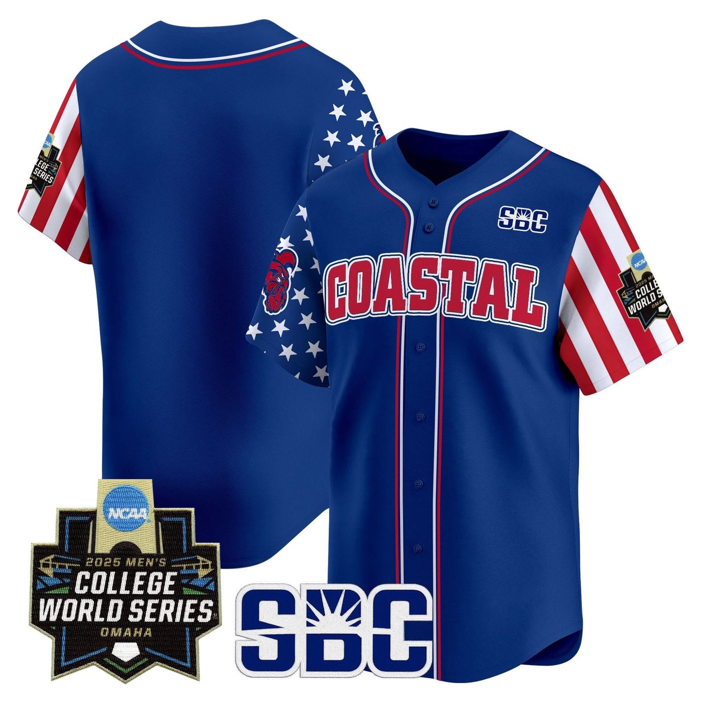 Men's Coastal Carolina Chanticleers 2025 Independence Day Vapor Premier Limited Jersey - World Series Patch - All Stitched