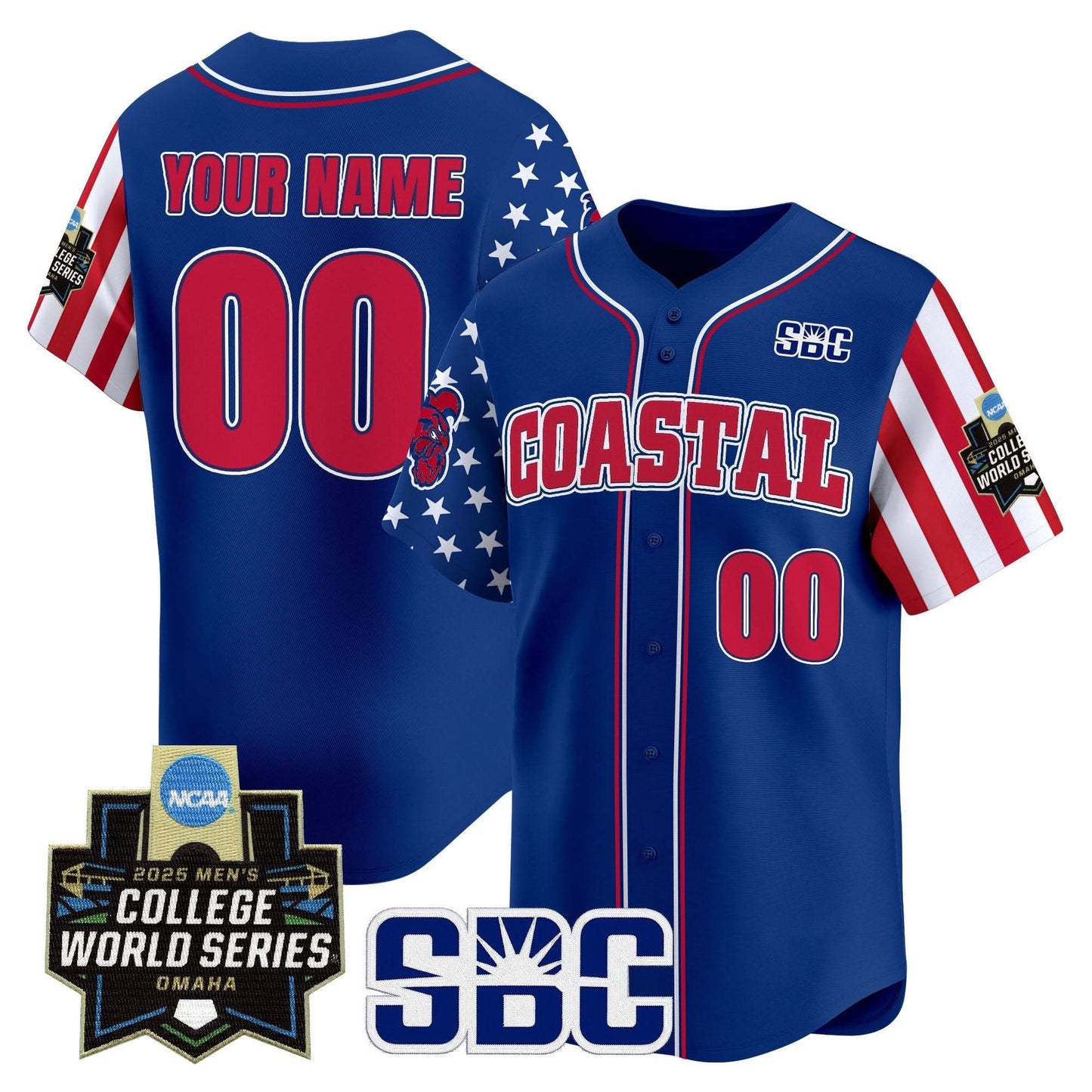 Coastal Carolina Chanticleers 2025 Independence Day Vapor Premier Limited Custom Jersey - World Series Patch - All Stitched