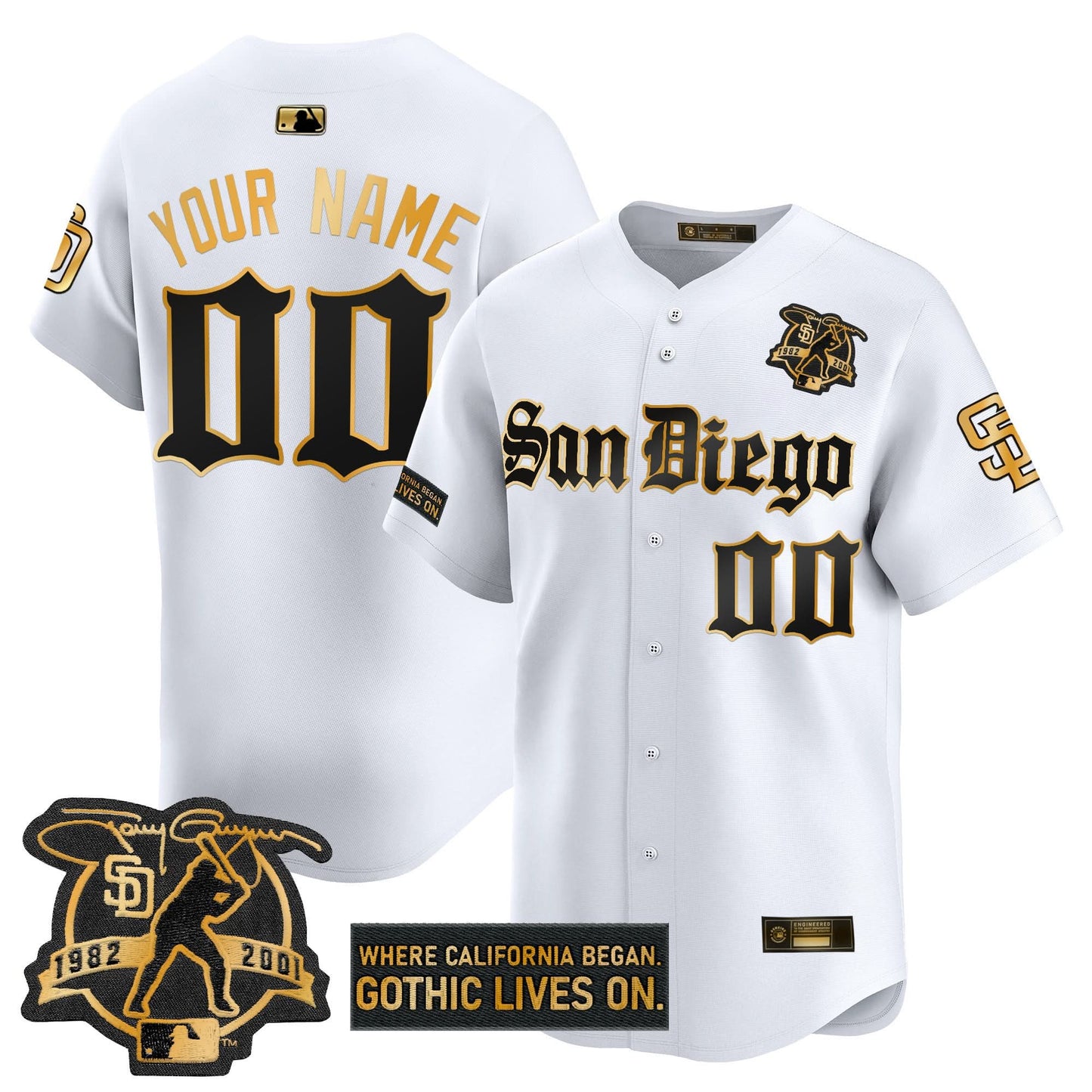 San Diego Padres 'Gothic Edition' Gold Vapor Premier Limited Custom Jersey - All Stitched