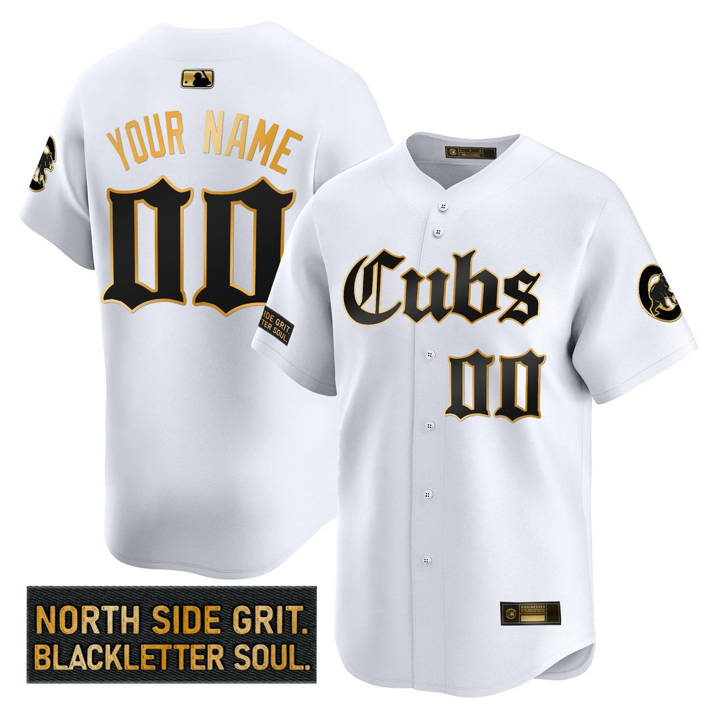 Chicago Cubs 'Gothic North Side Edition' Gold Vapor Premier Limited Custom Jersey - All Stitched