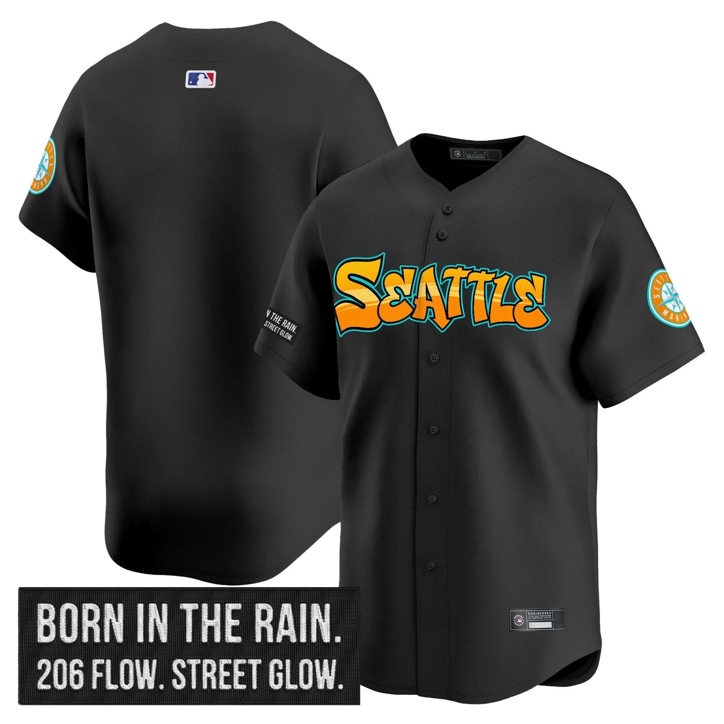 Men's Seattle Mariners 'Graffiti Emerald Drop Edition' Vapor Premier Limited Jersey - All Stitched