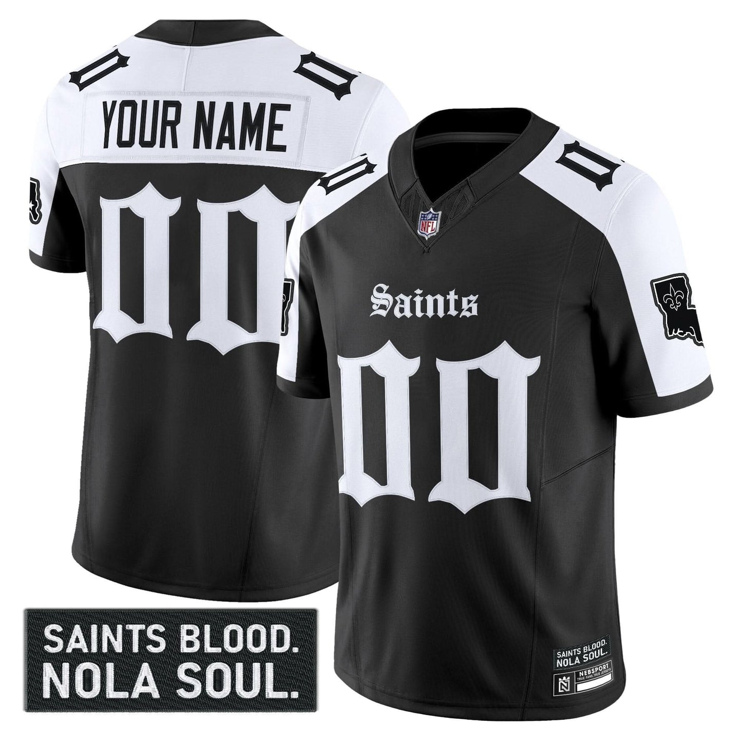 New Orleans Saints 'Gothic Vieux Carr�� Edition' Vapor Custom Jersey - All Stitched