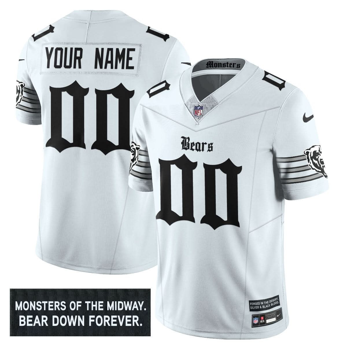 Chicago Bears 'Gothic Monsters Edition' Vapor Limited Custom Jersey - All Stitched