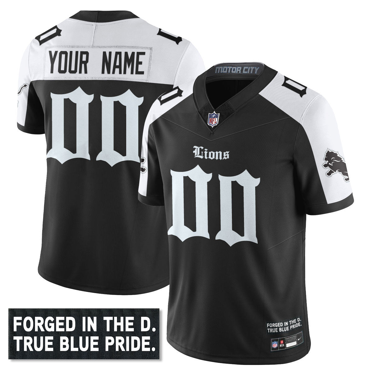 Detroit Lions 'Gothic Motor City Edition' Vapor Limited Custom Jersey - All Stitched