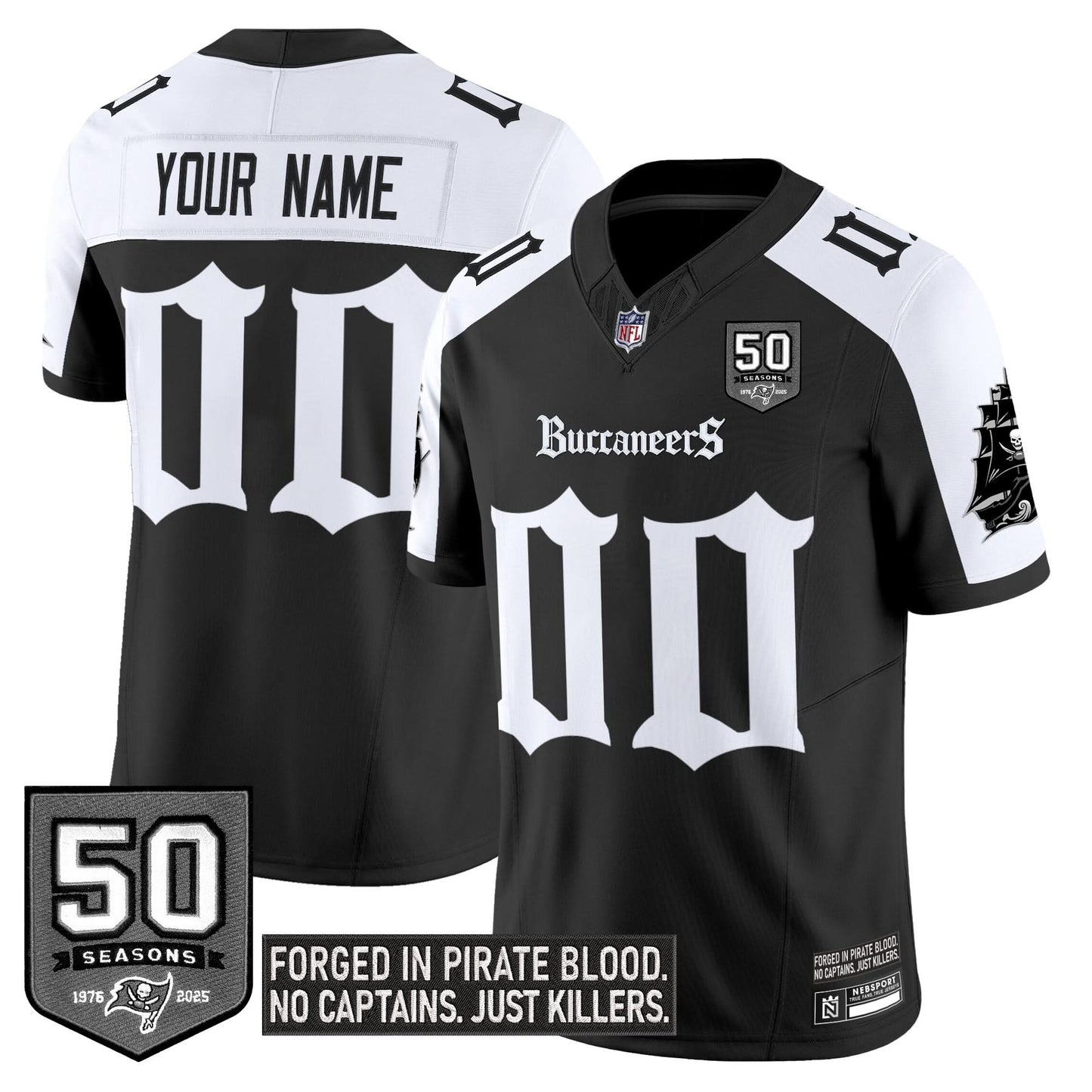 Tampa Bay Buccaneers 'Gothic Pirate Shadows Edition' Limited Custom Jersey - All Stitched