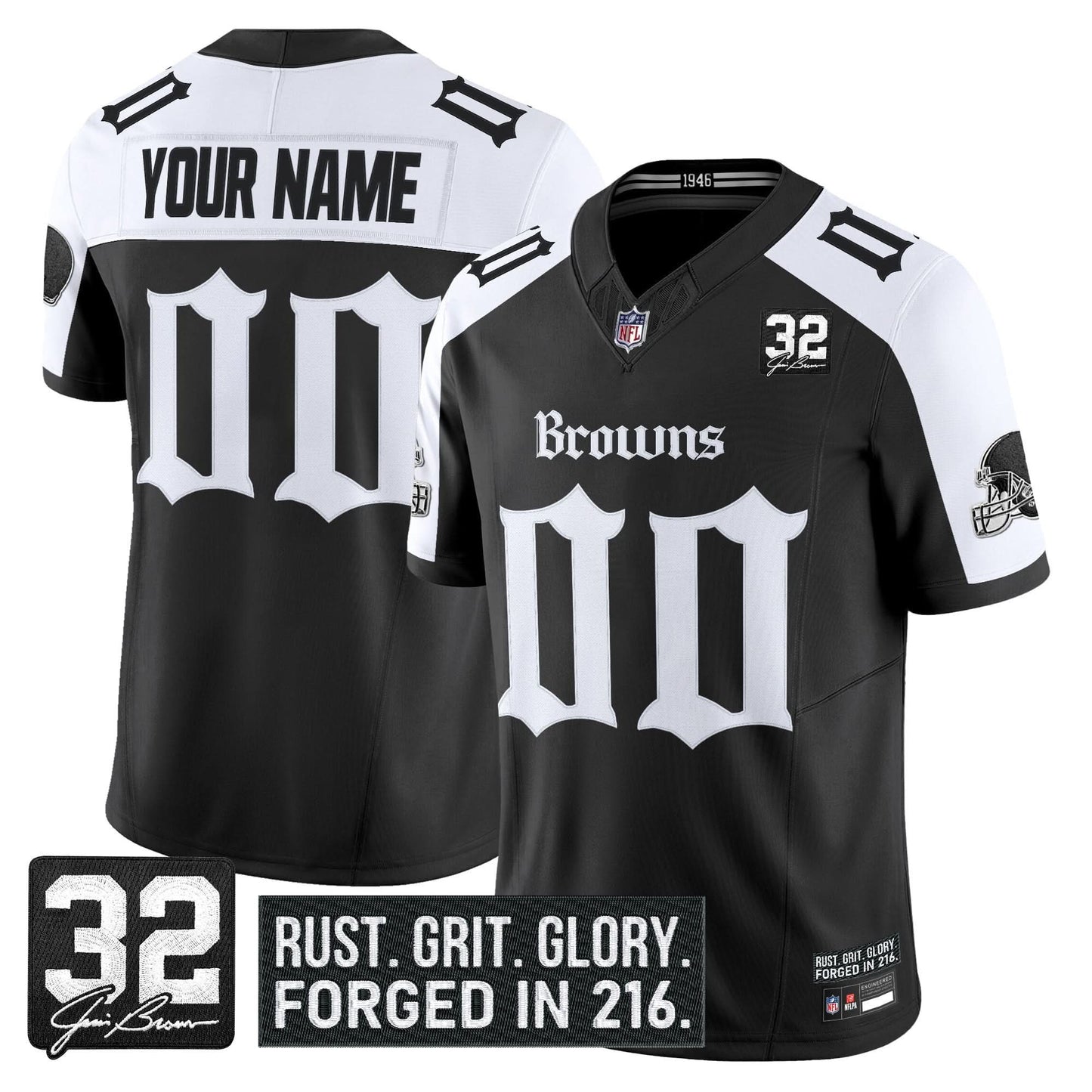 Cleveland Browns 'Gothic Dawg Shadows Drop' Vapor Limited Custom Jersey - All Stitched