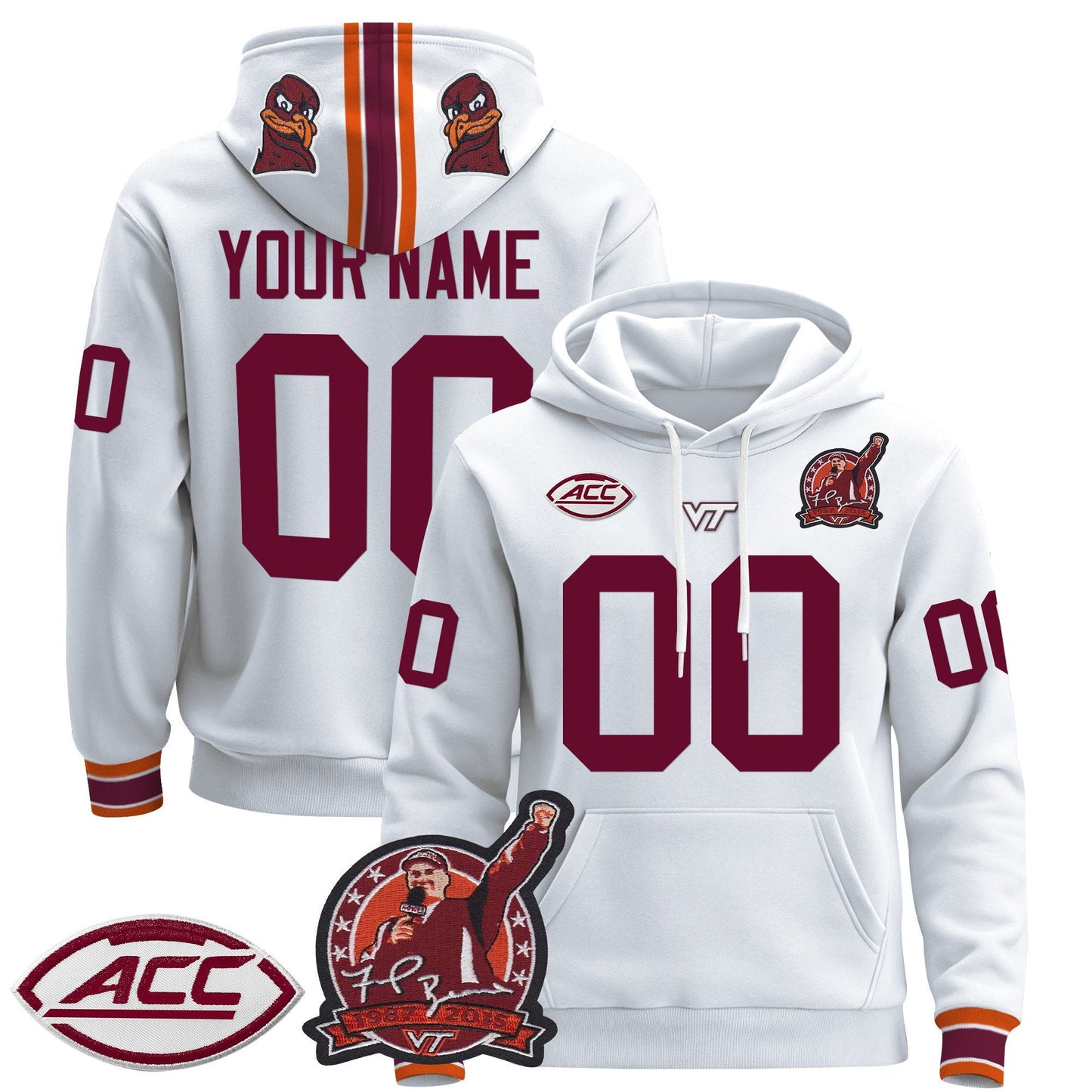 Virginia Tech Hokies 2025 'Coach Frank Beamer Patch' Premium Custom Pullover Hoodie