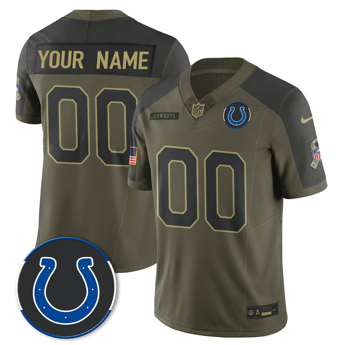 Custom Indianapolis Colts 2025 Salute to Service Limited Jersey - All Stitched