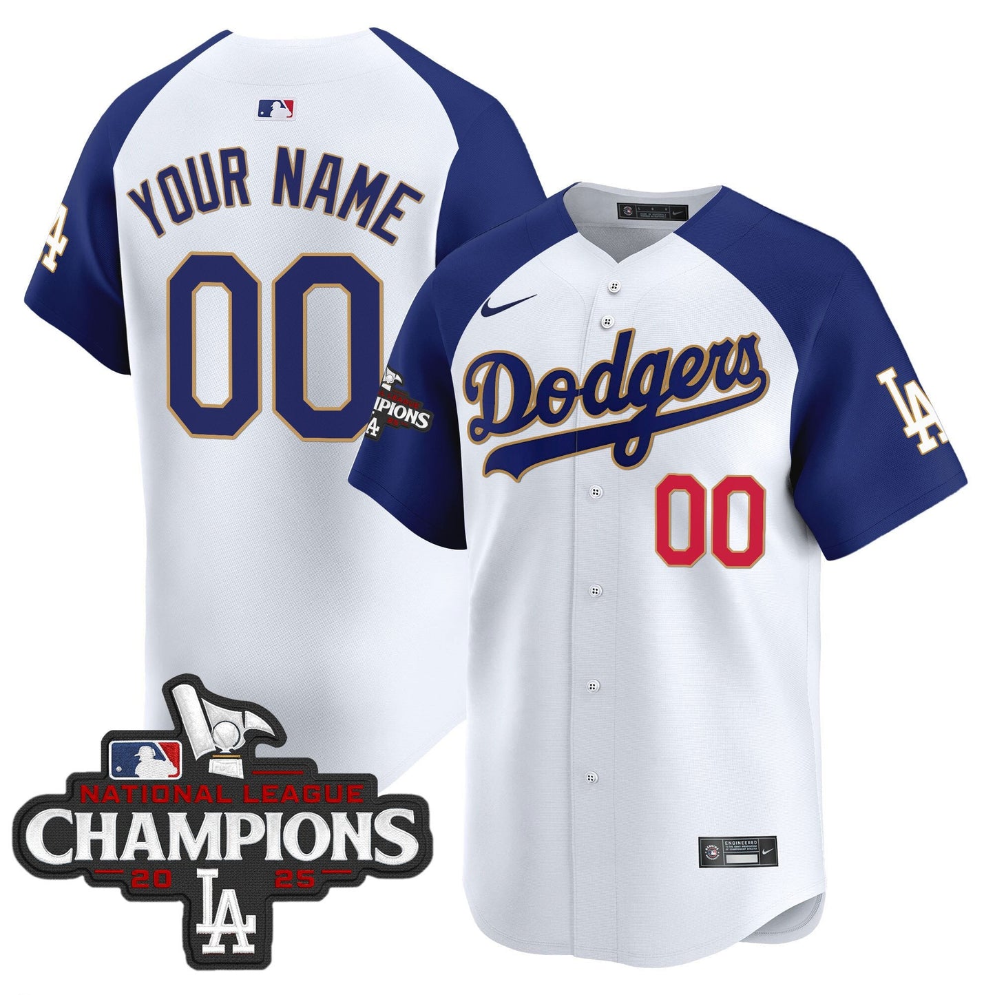 Dodgers 2025 National League Champions Vapor Premier Limited Custom Jersey - All Stitched