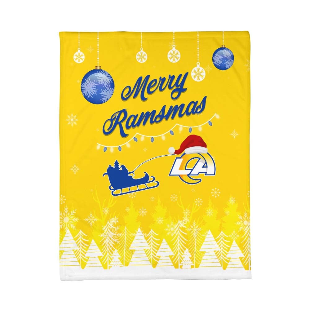 Los Angeles Rams | Premium Christmas Fleece Blanket & Throw Pillow Combo MM