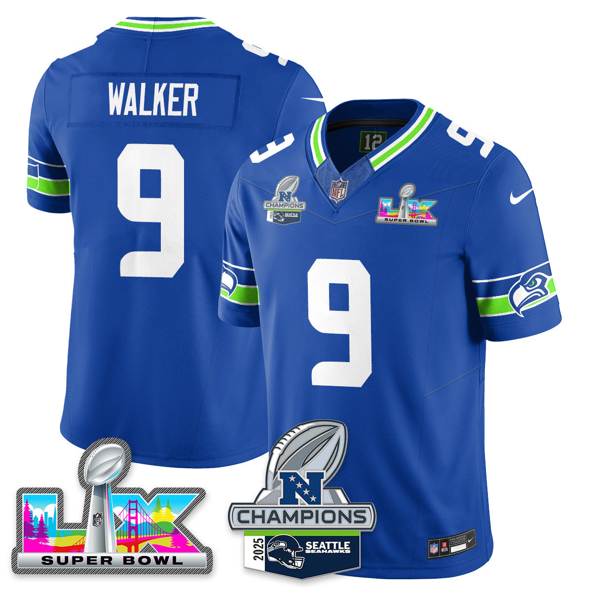 SEA 2025 NFC Champions Vapor Limited Jersey V2 - All Stitched