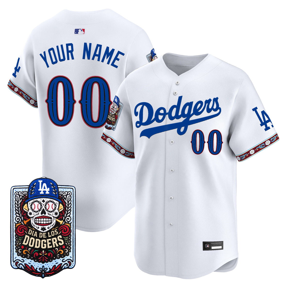 Los Angeles Dodgers Día de los Muertos Vapor Premier Limited Custom Jersey - Stitched