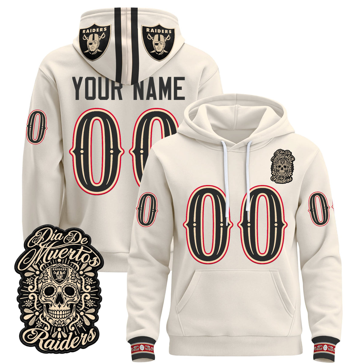 Las Vegas Raiders Día de los Muertos Premium Custom Fleece Hoodie - Printed