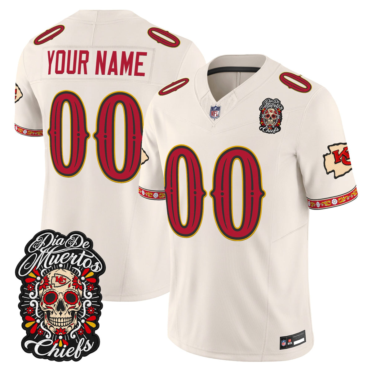 Kansas City Chiefs Día de los Muertos Vapor Limited Custom Jersey - Stitched