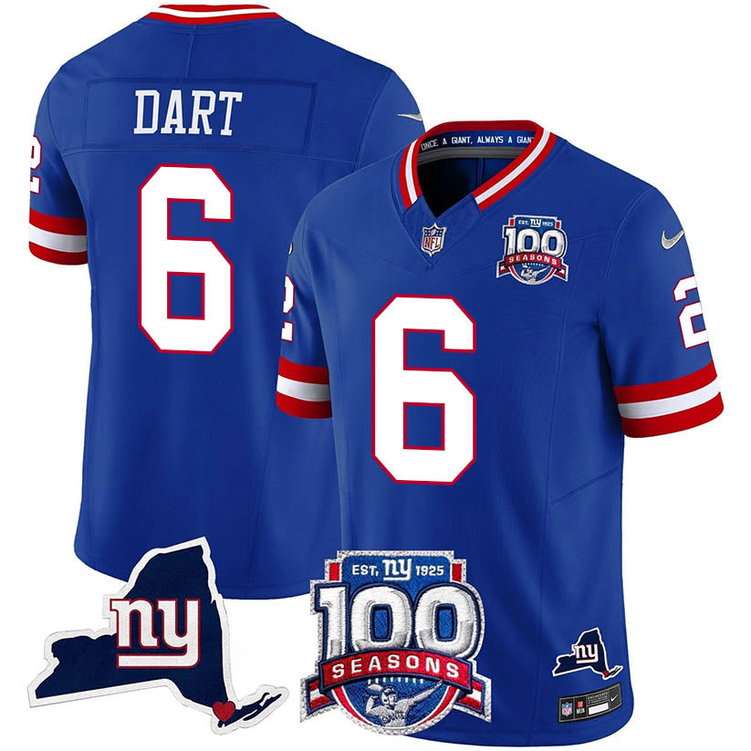 NYG 100th Season & State Patch Vapor Limited Jersey - All Stitched