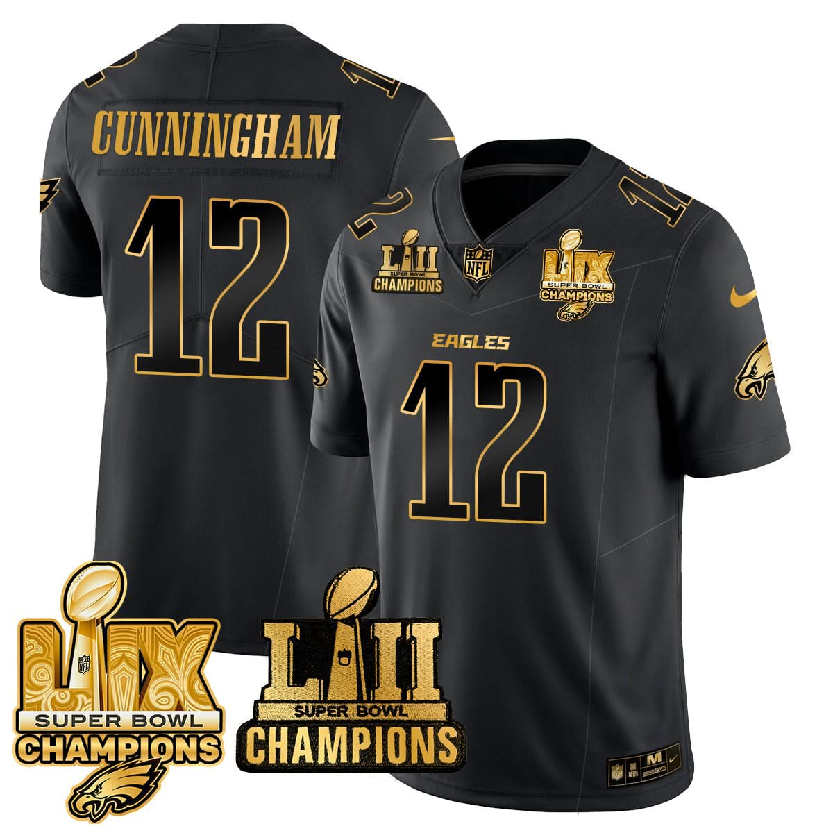 PE LII-LIX Super Bowl Champions Gold Jersey - All Stitched