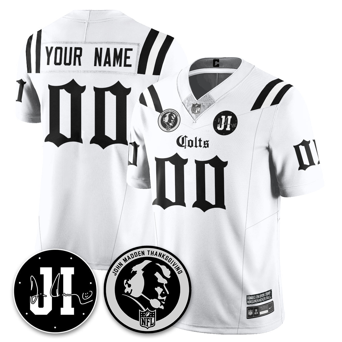 IND Gothic Vapor Limited Jersey - John Madden, Jim Irsay Patch - All Stitched