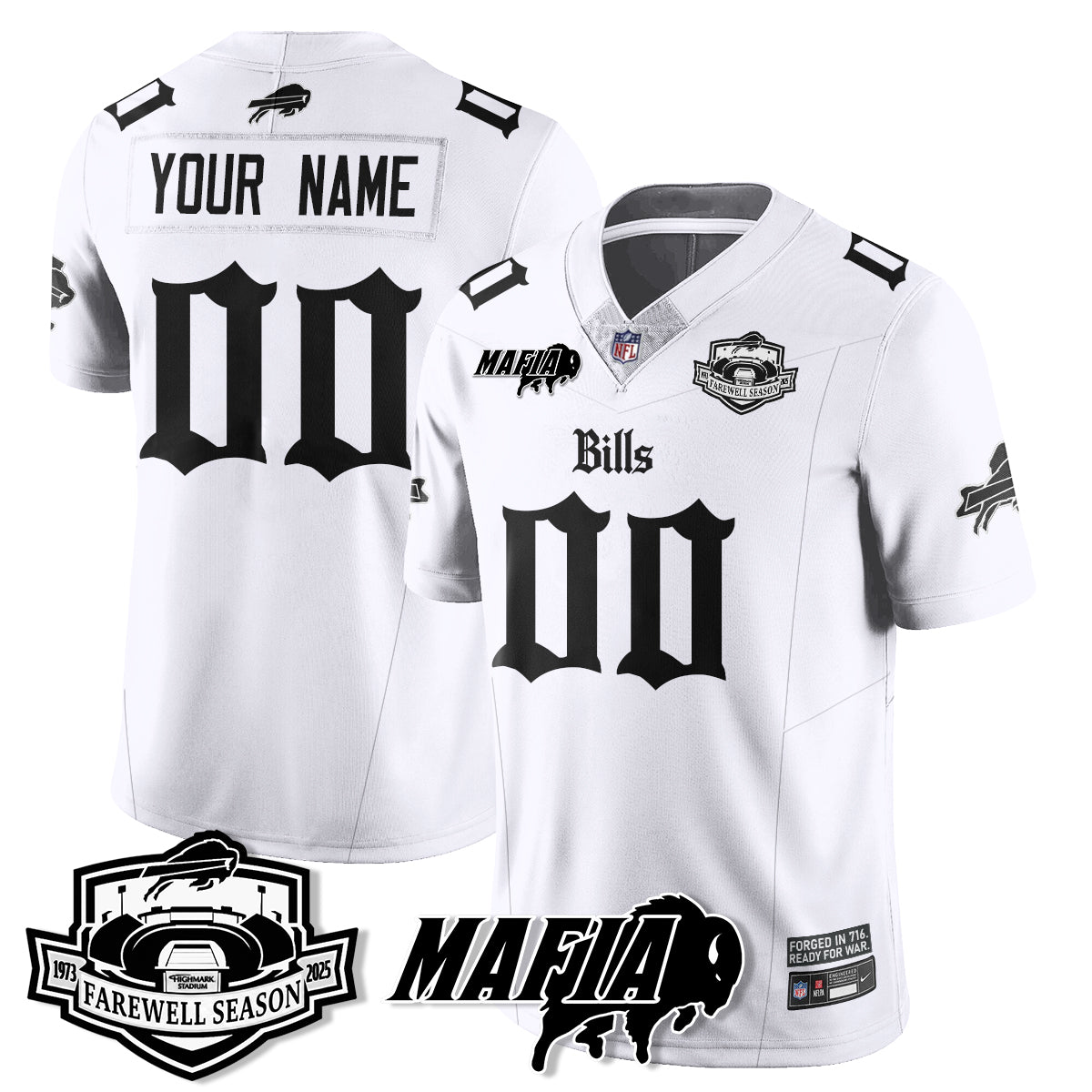 BUF Mafia Gothic Vapor Limited Jersey - Farewell Highmark Patch - All Stitched