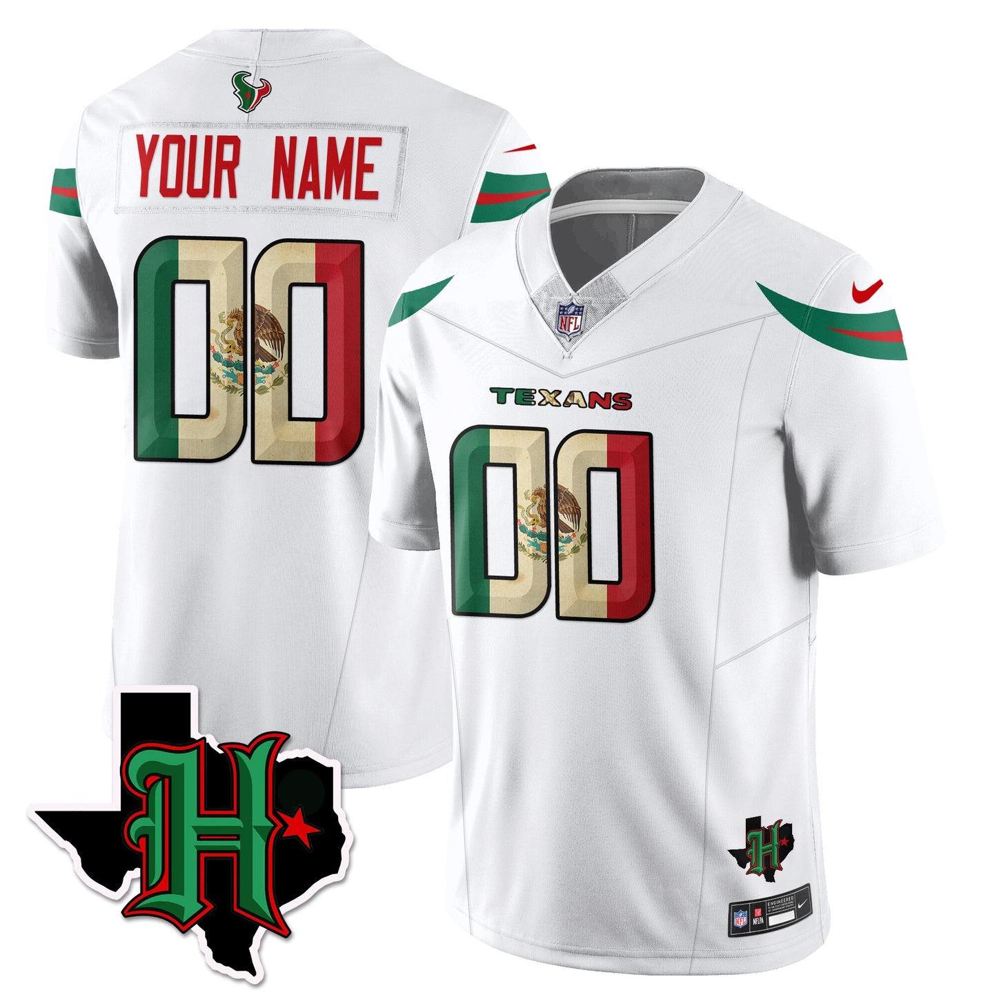 HOU Mexico Vapor Limited Custom Jersey - All Stitched