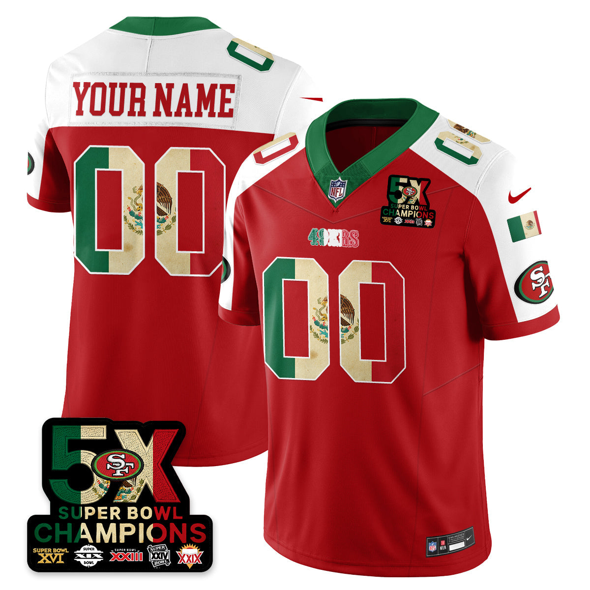 Custom SF Mexico Vapor Limited Jersey - All Stitched