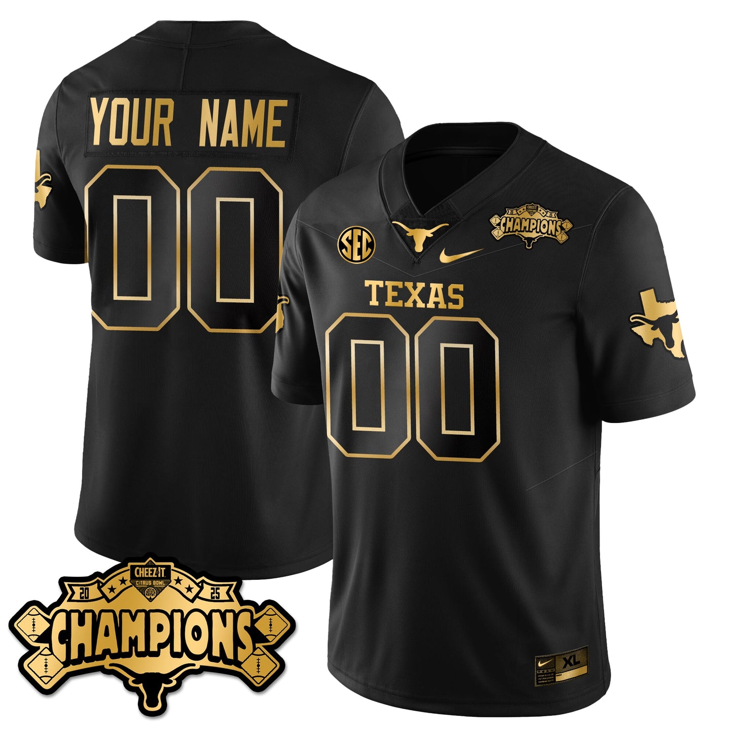 TEX Football Vapor Limited Gold Custom Jersey - Citrus Bowl Champions