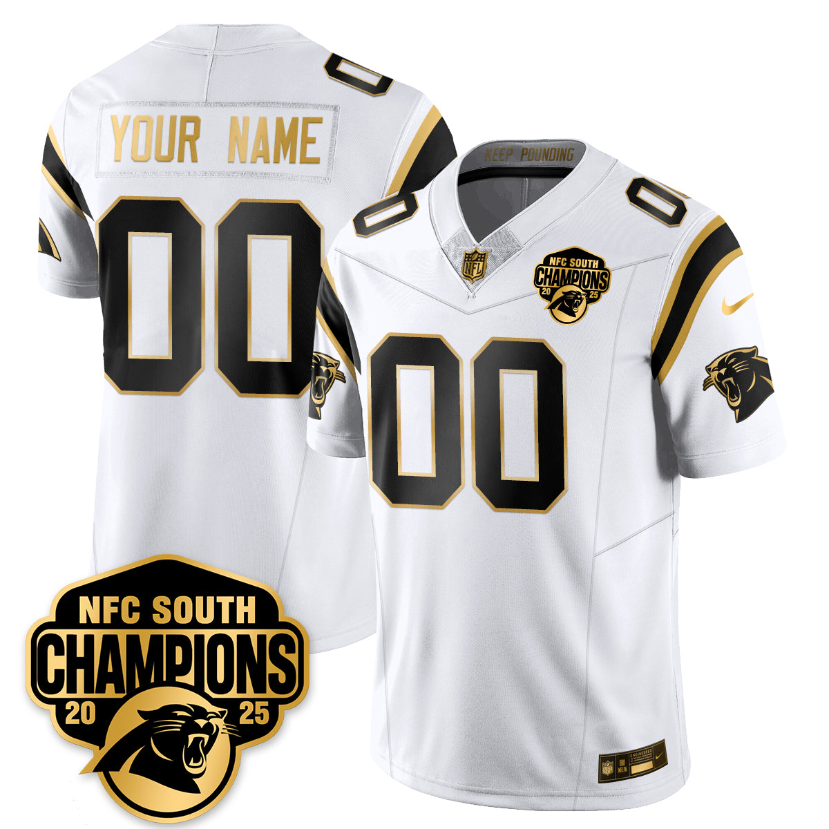 Custom CAR NFC South Division Champions Vapor Limited Gold Jersey - All Stitched