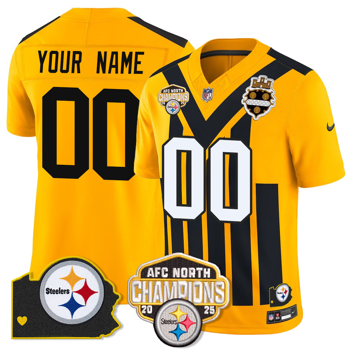 PIT AFC North Division Champions Vapor Limited Custom Jersey - All Stitched
